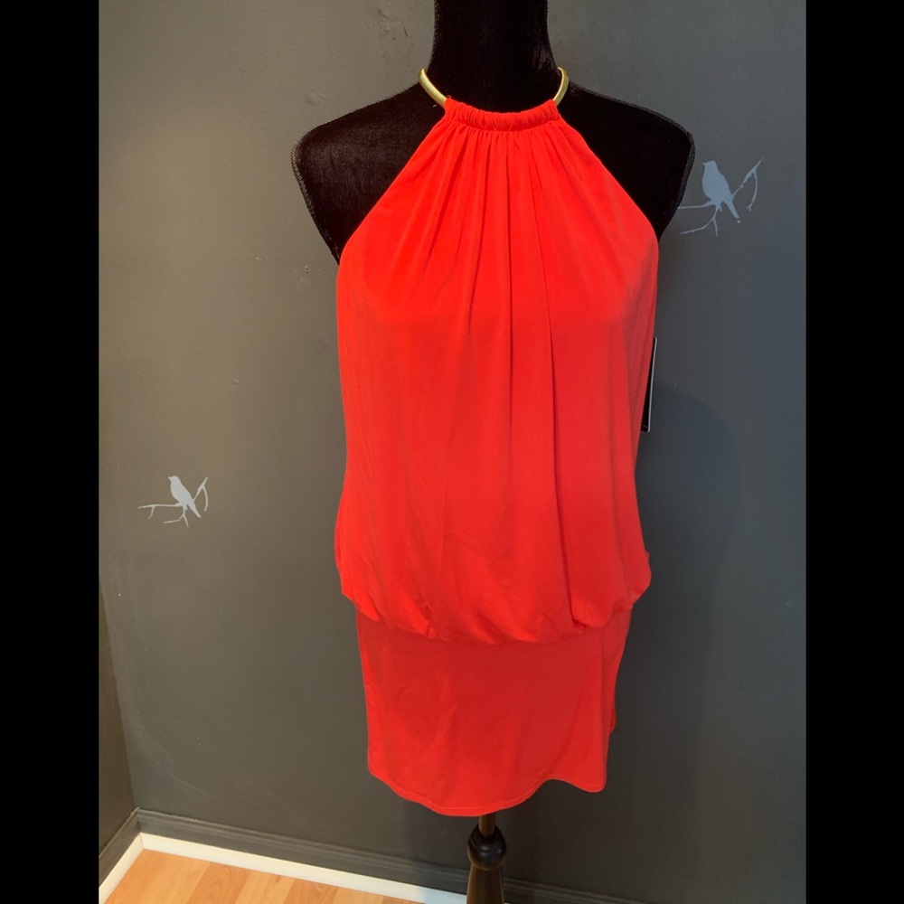 NWT Laundry red/orange body con mini dress.